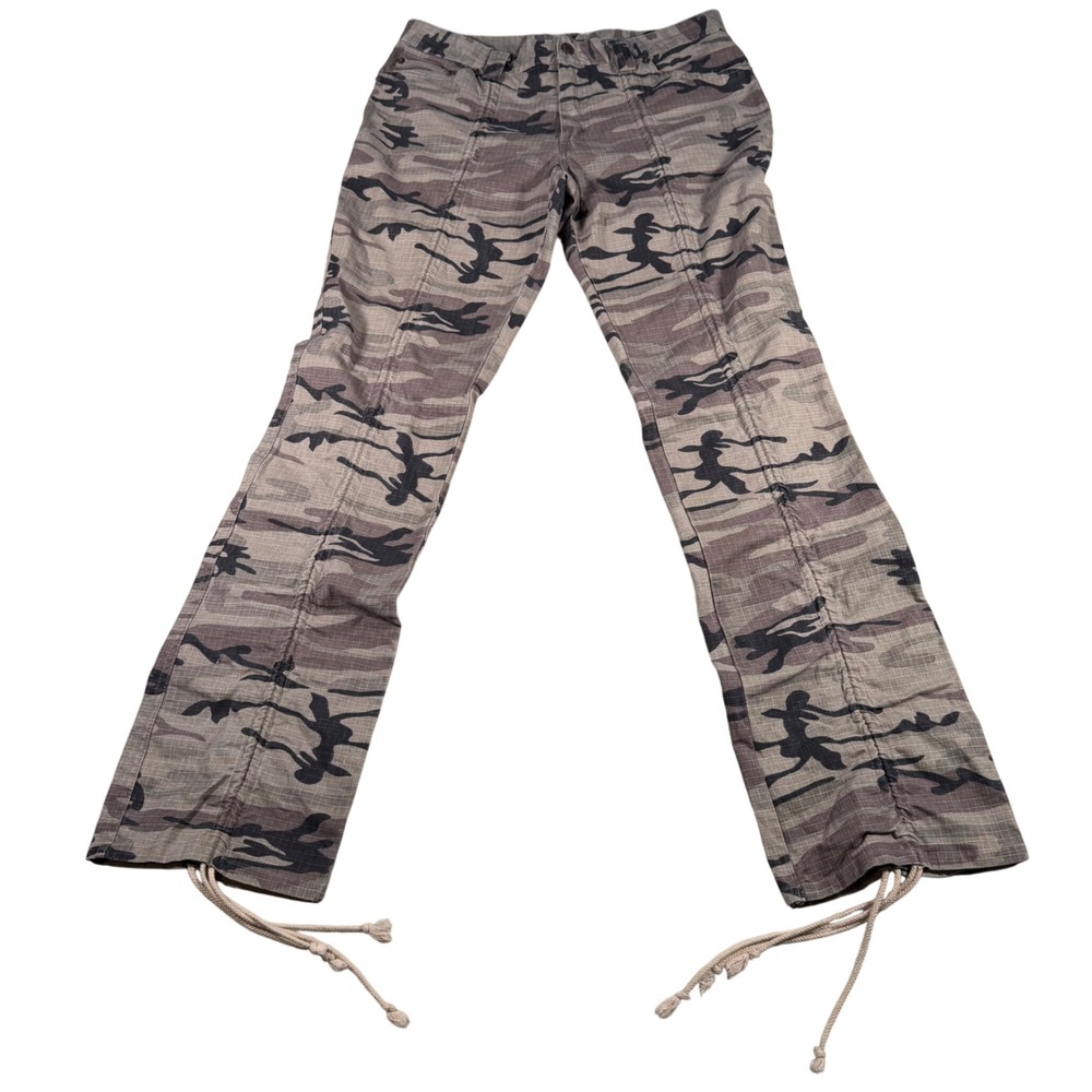 Destiny Camo Pant Women 13/14(FITS 32x31) Brown Ripstop Drawstring Straight READ